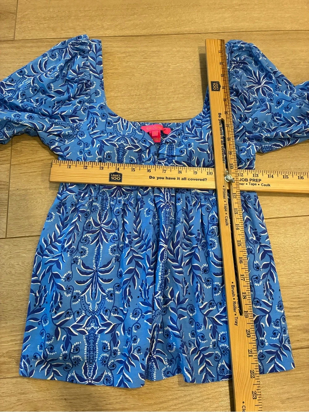 Lilly Pulitzer Women’s Floriana Knit Top Puff Sleeve Blue Floral Size XS